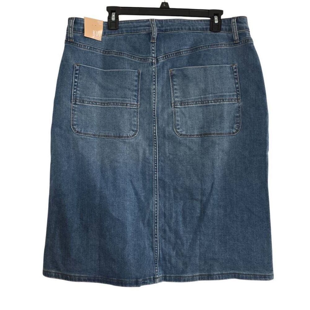 Kut From The Kloth Women’s Size 14W Blue Denim Rose Button Down Skirt - Picture 5 of 7
